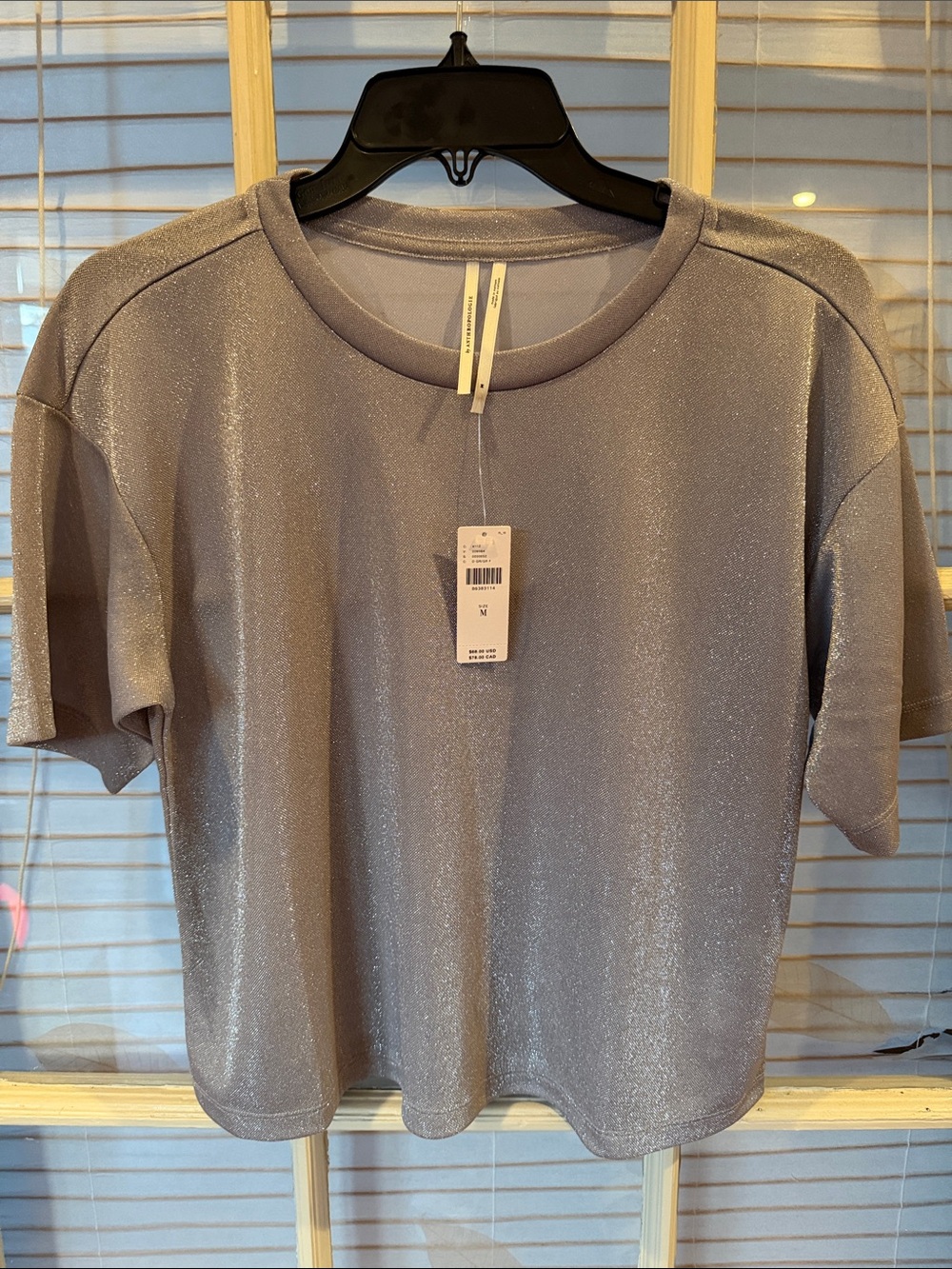 Anthropologie Short-Sleeve Crewneck Top - Light Silver